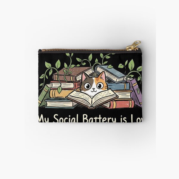 Item preview, My Social Battery Is Low | Funny Introvert Cat, Books & Plants designed and sold by blakfrog.