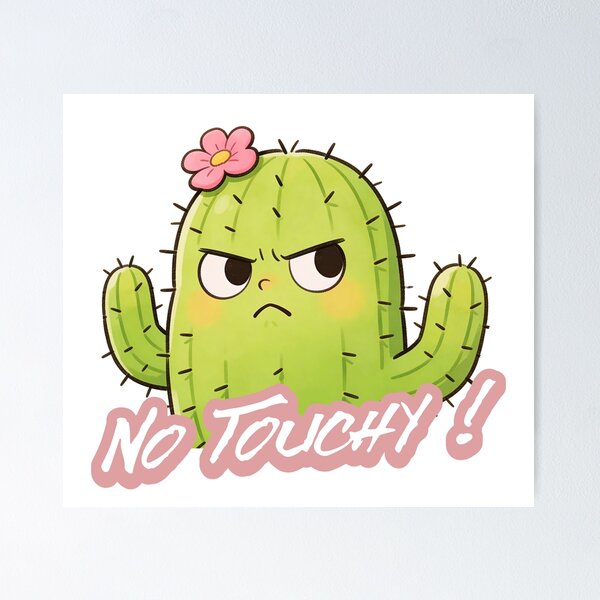 Item preview, No Touchy Funny Cactus Cartoon Design designed and sold by FFPrints.
