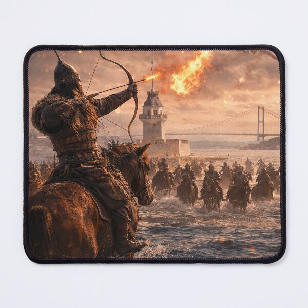 Item preview, Hun Cavalry vs Dragon — Fantasy Historical Battle Artwork designed and sold by Ntograph.