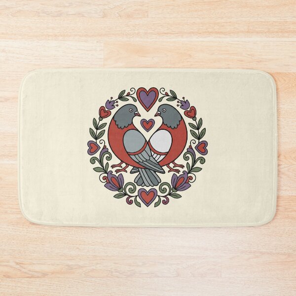 Item preview, Nordic Folk Art Love Birds Floral Heart Wreath Illustration designed and sold by zzz888.
