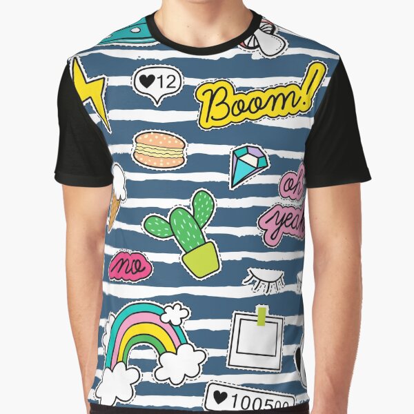 Cute Pop Art Pattern Design Back to School Accessories Graphic T-Shirt