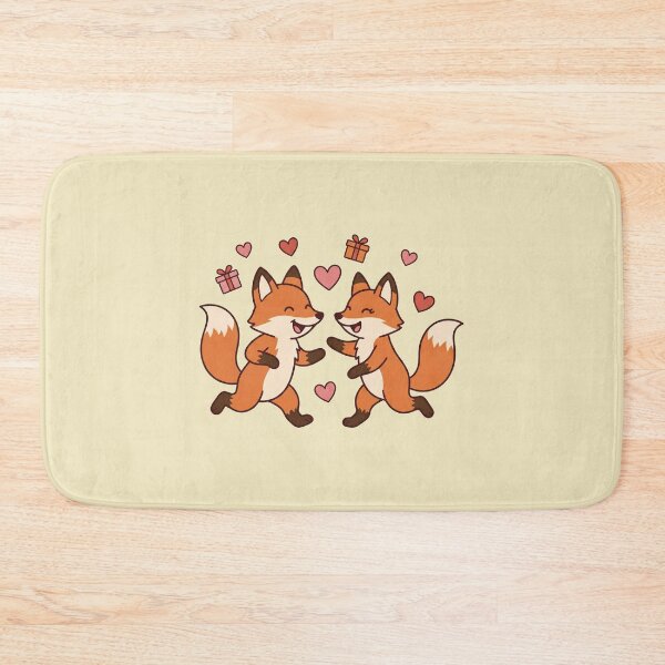 Item preview, Happy Running Foxes Couple Hearts and Presents Cartoon designed and sold by zzz888.