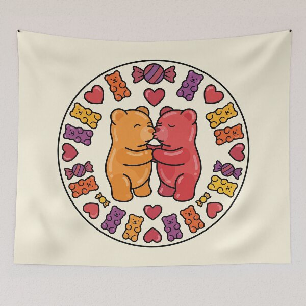 Item preview, Cute Kissing Gummy Bears Candy Circle Valentine Art designed and sold by zzz888.