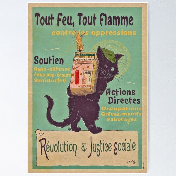 Item preview, Poster Burn with love for revolution – Art Nouveau cat designed and sold by ColemanOlmos.