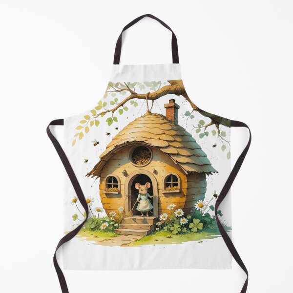 Item preview, Cottagecore Mouse Cleaning Beehive Fairy House Watercolor designed and sold by AQUILAKREO.