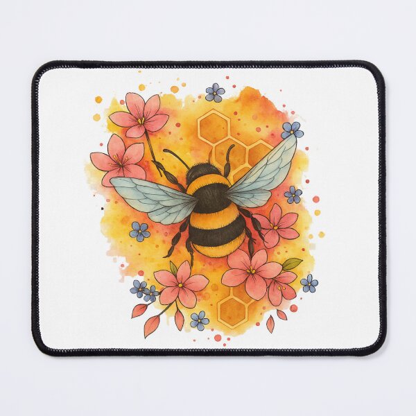 Item preview, Watercolor Bee Floral Botanical Artwork designed and sold by CottonandQuill.