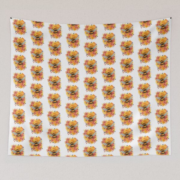 Item preview, Watercolor Bee Floral Botanical Artwork designed and sold by CottonandQuill.