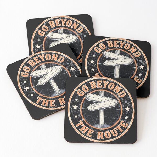 Item preview, Go Beyond the Route Vintage Signpost Badge | Retro Adventure & Travel Quote Design designed and sold by CozyPops.