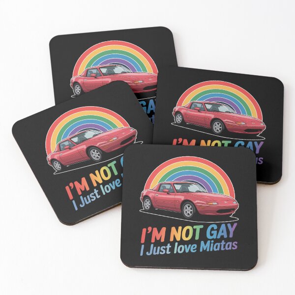 Item preview, I’m Not Gay I Just Love Miatas LGBT Rainbow Lesbian Pride designed and sold by IdunayaStore.