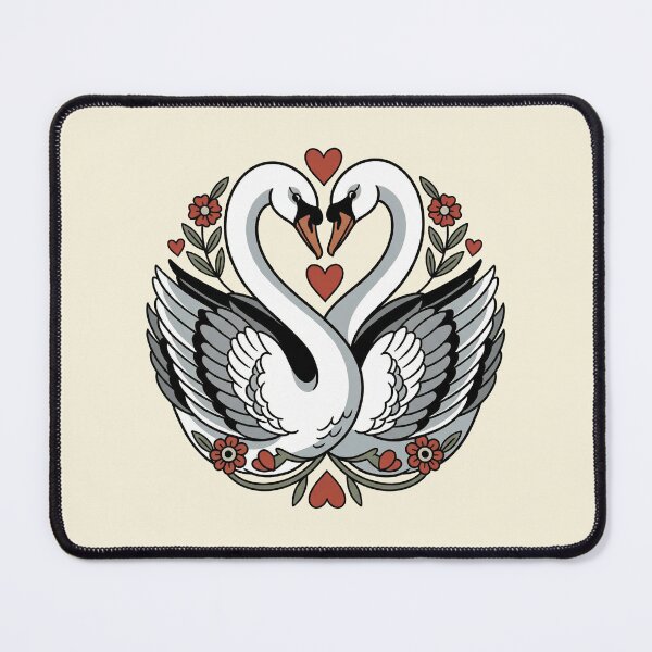 Item preview, Traditional Tattoo Style Swans Heart Floral Love designed and sold by zzz888.