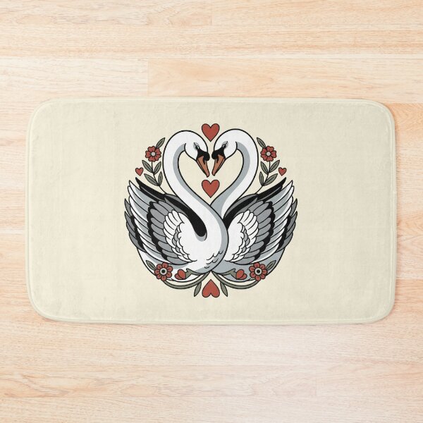 Item preview, Traditional Tattoo Style Swans Heart Floral Love designed and sold by zzz888.