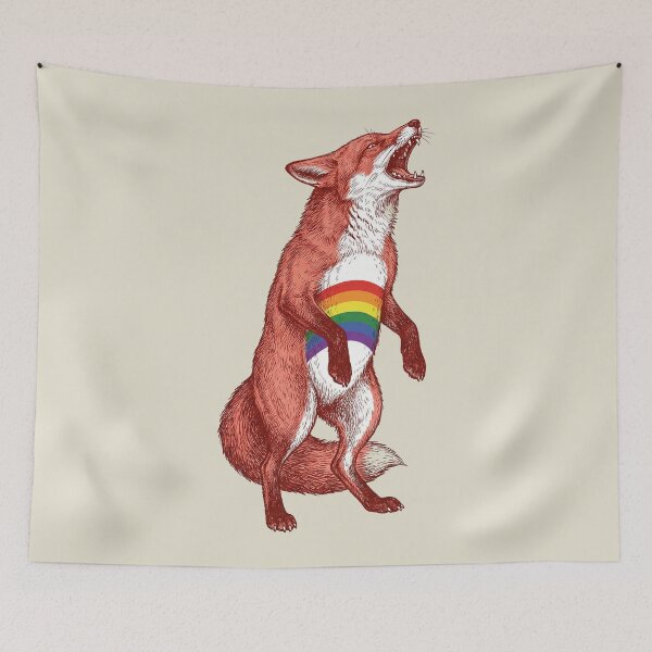 Item preview, Screaming Red Fox Rainbow Pride Vintage Illustration designed and sold by zzz888.