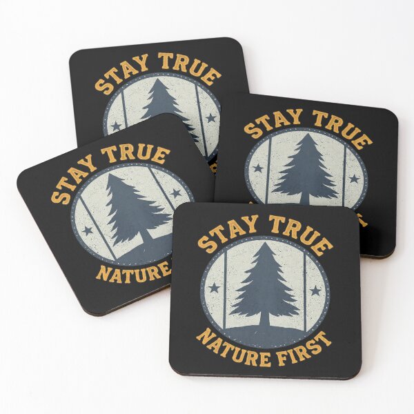 Item preview, Stay True Nature First Vintage Pine Tree Badge | Minimalist Outdoor & Eco Quote Design designed and sold by CozyPops.
