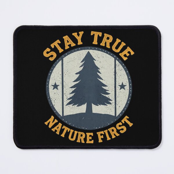 Item preview, Stay True Nature First Vintage Pine Tree Badge | Minimalist Outdoor & Eco Quote Design designed and sold by CozyPops.