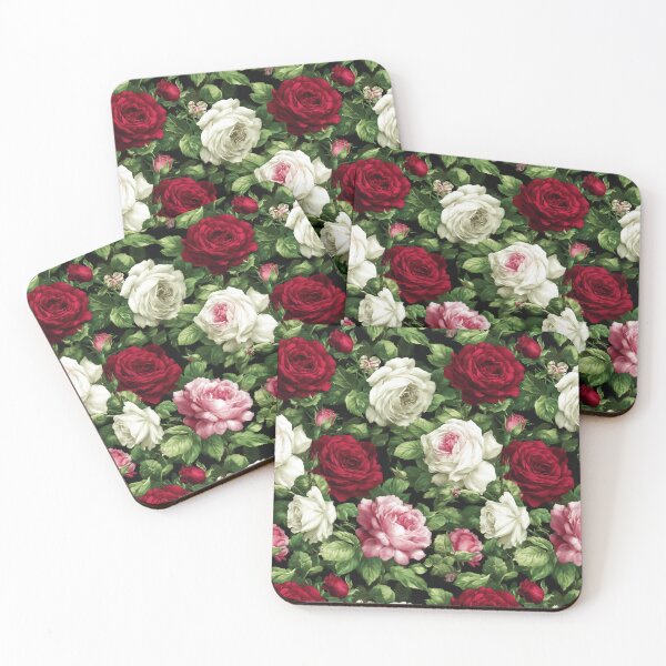 Item preview, Realistic White and Red Roses on Dark Green designed and sold by Piotrek0001.