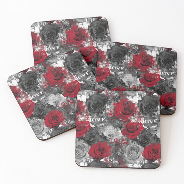 Item preview, Grunge Black and White Roses with Red Accents designed and sold by Piotrek0001.