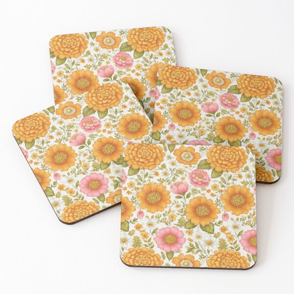 Item preview, Retro 70s Yellow and Orange Floral Print designed and sold by Piotrek0001.