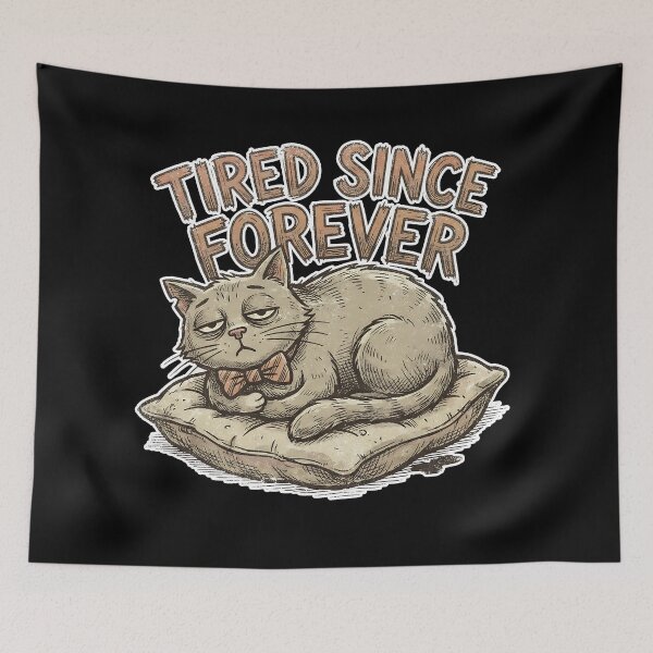 Item preview, Tired Since Forever – Cozy Sleepy Cat Illustration designed and sold by cr6zym1nd.