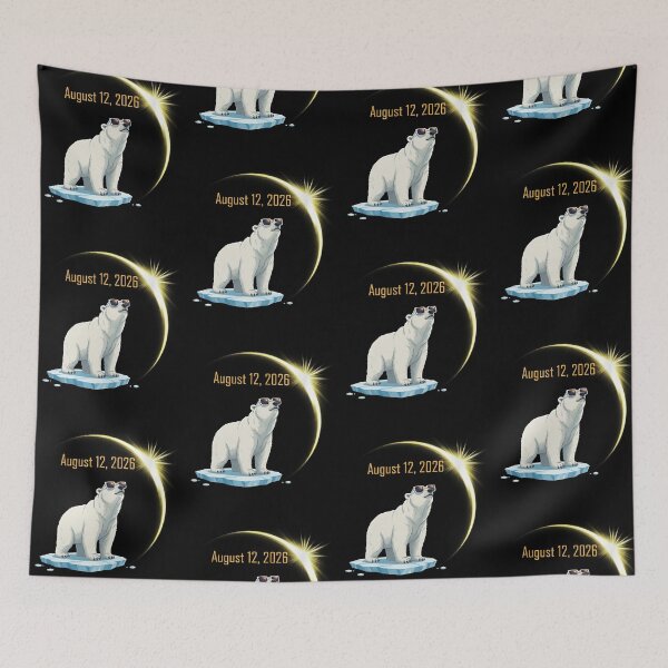 Item preview, Solar Eclipse August 12 2026 Polar Bear Wearing Eclipse Glasses designed and sold by jakaun.