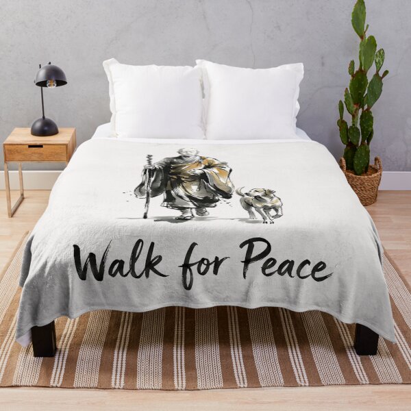 Artikelvorschau, Minimalistischer Zen-Kunstspaziergang für den Frieden: Mönche mit Hund Aloka entworfen und verkauft von CriseldaBruning.