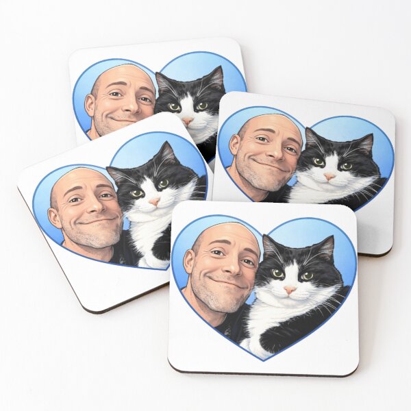 Item preview, Man and Cat – Unconditional Love in a Blue Heart designed and sold by JonathanP514.