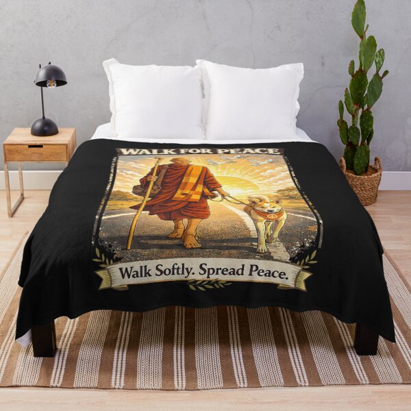 Item preview, Copy of Retro Walk for Peace Monks with Aloka Dog Minimalist Zen Art designed and sold by CriseldaBruning.