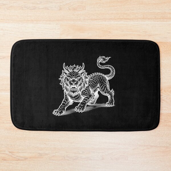Item preview, Fierce Qilin Mythical Beast Black and White Woodcut Art designed and sold by zzz888.