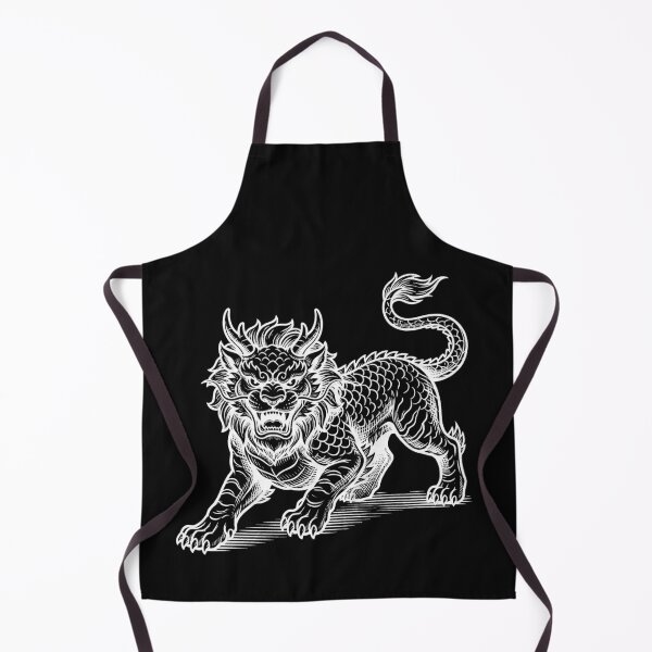 Item preview, Fierce Qilin Mythical Beast Black and White Woodcut Art designed and sold by zzz888.
