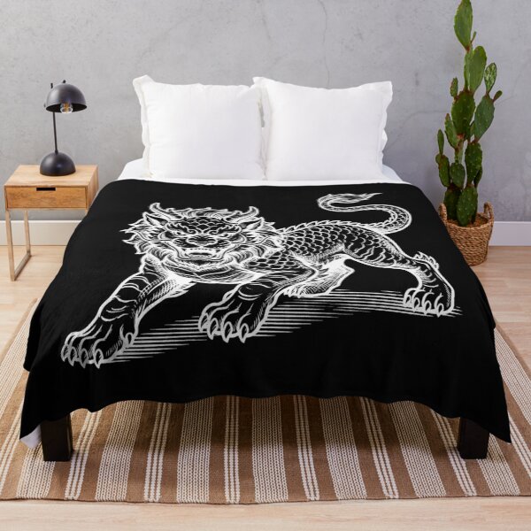 Item preview, Fierce Qilin Mythical Beast Black and White Woodcut Art designed and sold by zzz888.