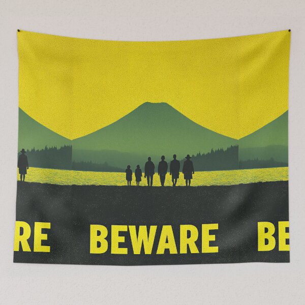 Item preview, Dystopian Landscape With Silhouette Figures And Beware Text designed and sold by Piotrek0001.