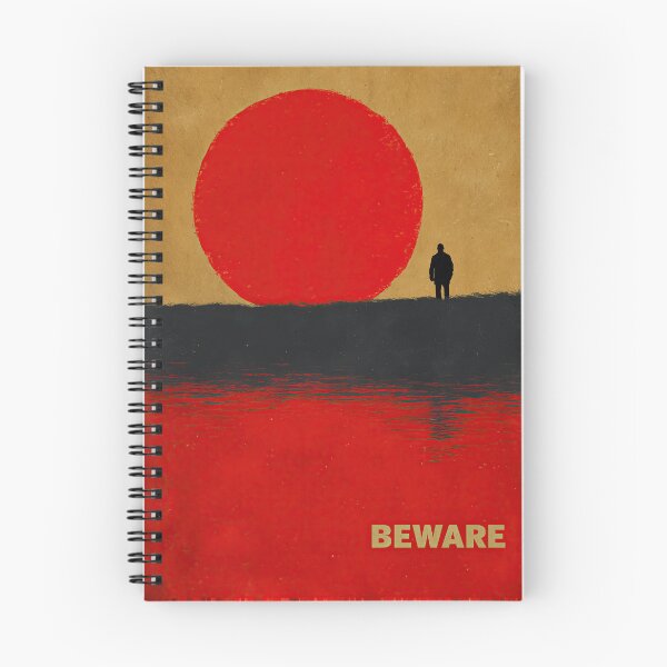 Item preview, Solitary Figure Standing Under Red Sun Warning Art designed and sold by Piotrek0001.