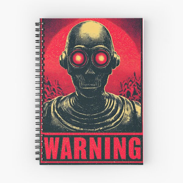 Item preview, Sinister Red Robot With Glowing Eyes Warning Sign designed and sold by Piotrek0001.