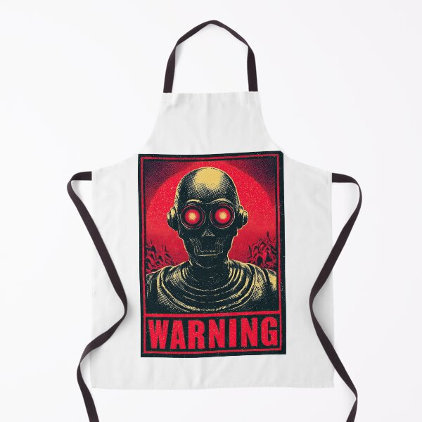 Item preview, Sinister Red Robot With Glowing Eyes Warning Sign designed and sold by Piotrek0001.