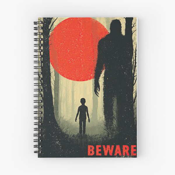 Item preview, Giant Shadow Monster In Forest Retro Warning Poster designed and sold by Piotrek0001.