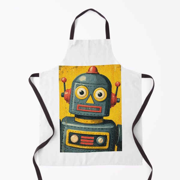 Item preview, Retro Blue Toy Robot With Orange Warning Background designed and sold by Piotrek0001.