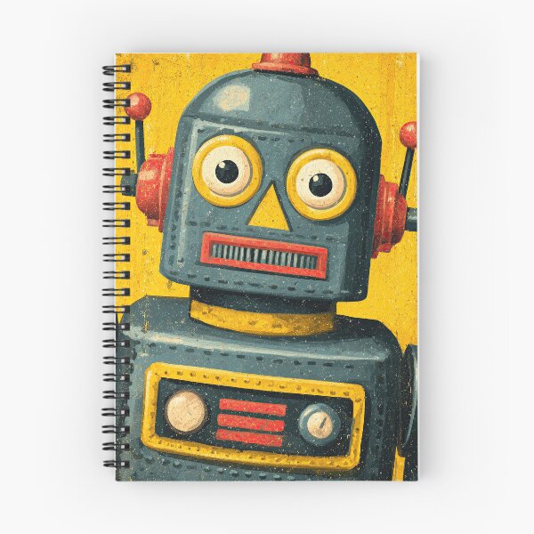 Item preview, Retro Blue Toy Robot With Orange Warning Background designed and sold by Piotrek0001.