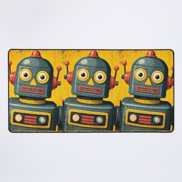 Item preview, Retro Blue Toy Robot With Orange Warning Background designed and sold by Piotrek0001.