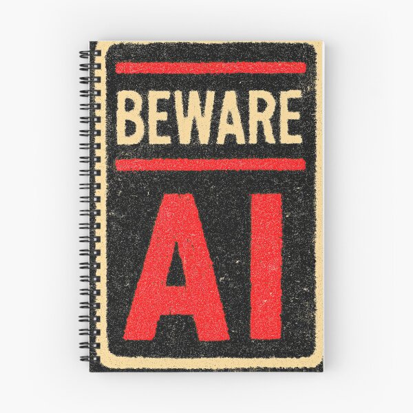 Item preview, Bold Typography Sign Saying Beware AI Black Red designed and sold by Piotrek0001.