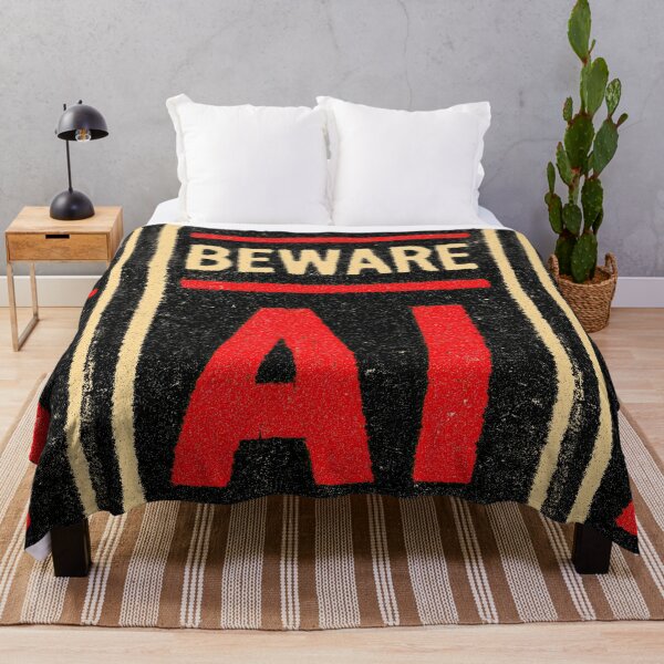 Item preview, Bold Typography Sign Saying Beware AI Black Red designed and sold by Piotrek0001.
