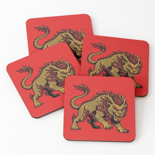 Item preview, Fierce Golden Qilin Mythical Beast Asian Folklore Art designed and sold by zzz888.