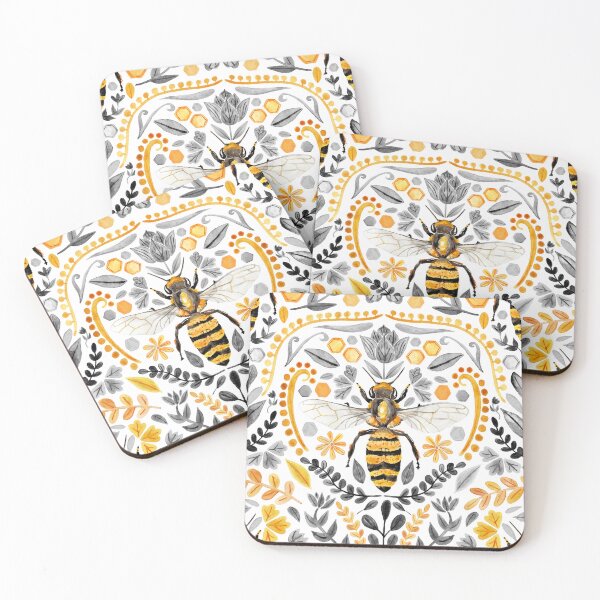 Item preview, Watercolour Bee Brocade - Yellow & Grey designed and sold by Tangerine-Tane.