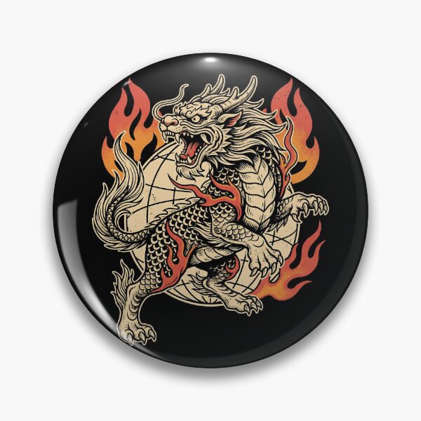 Item preview, Fierce Qilin Mythical Beast Fire Flames Tattoo Art designed and sold by zzz888.