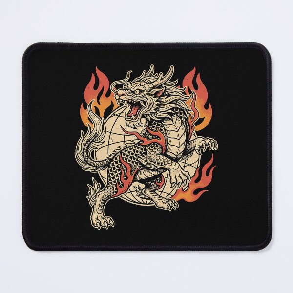 Item preview, Fierce Qilin Mythical Beast Fire Flames Tattoo Art designed and sold by zzz888.