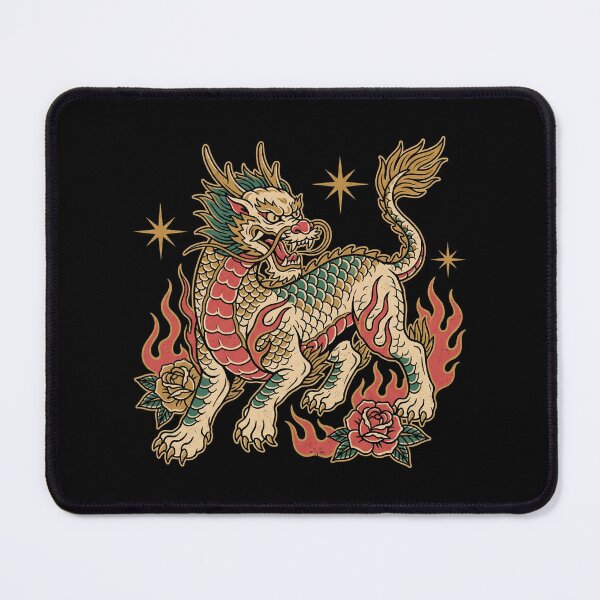 Item preview, Majestic Green Qilin Mythical Beast Roses Tattoo Art designed and sold by zzz888.