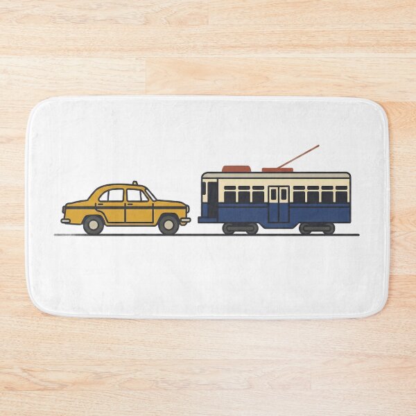 Item preview, Kolkata Nostalgia: Yellow Taxi & Tram Art Print & Sticker designed and sold by sugato123.