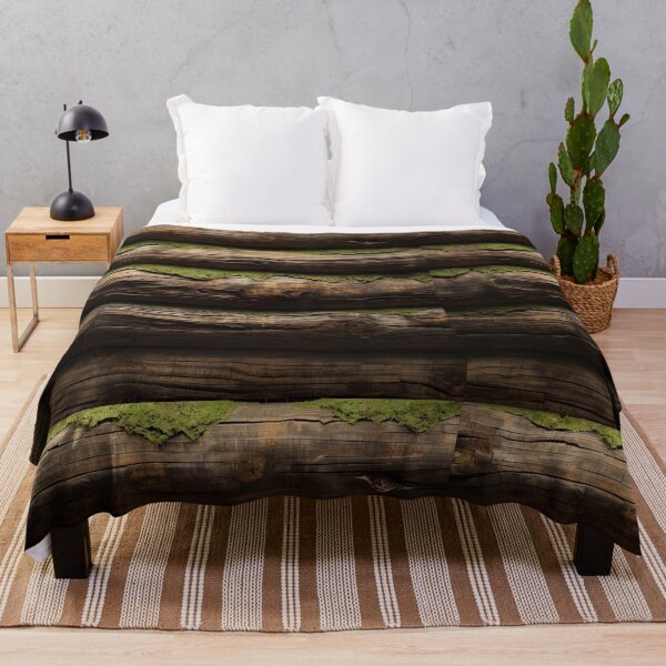 Item preview, VINTAGE WOODEN LOG CABIN WALL relaxing older wood moss and logs off-grid cabin life hiking camping designed and sold by Jt41.