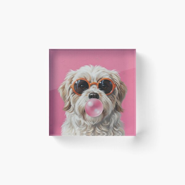 Item preview, Dog in Sunglasses Oil Painting ​Pop Art Puppy with Bubblegum designed and sold by ZyVoAli.