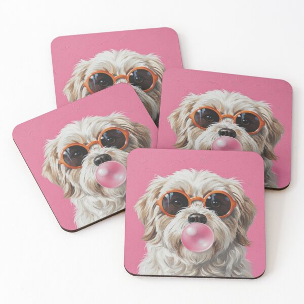 Item preview, Dog in Sunglasses Oil Painting ​Pop Art Puppy with Bubblegum designed and sold by ZyVoAli.