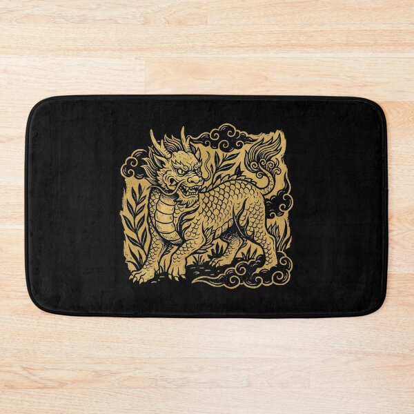 Item preview, Ancient Golden Qilin Mythical Beast Woodblock Art designed and sold by zzz888.