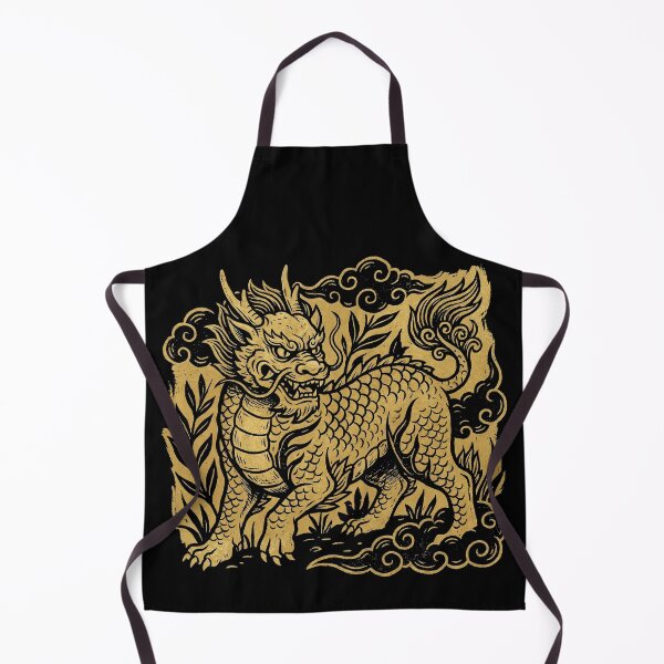 Item preview, Ancient Golden Qilin Mythical Beast Woodblock Art designed and sold by zzz888.